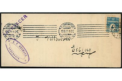 4 øre Bølgelinie på tryksag (Markedsberetning fra Glasgow) fra Kjøbenhavn d. 17.8.1909 til Esbjerg.