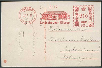 10 øre firmafranko Landsstævnet Ollerup på brevkort fra Ollerup d. 27.7.1935 til København.