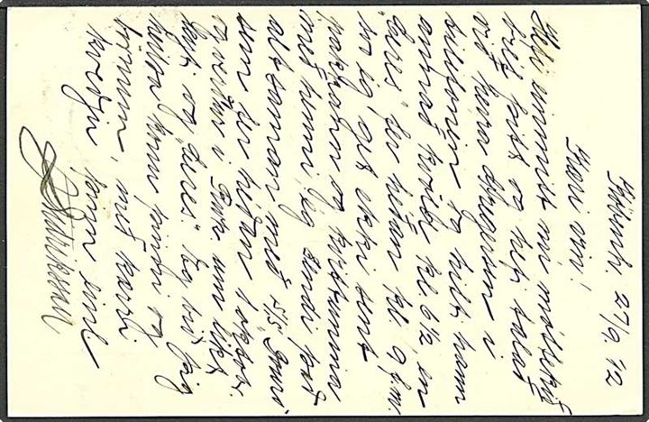 5 øre Fr. VIII helsagsbrevkort fra Kjøbenhavn d. 27.9.1912 til Reykjavik, Island. Påskrevet: pr. S/S Ceres.