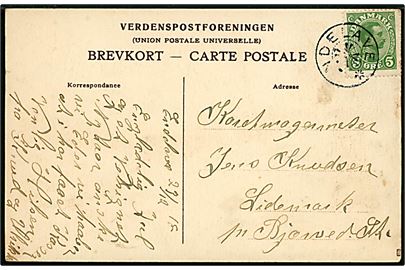 5 øre Chr. X på julekort dateret 23.12.1918 og annulleret med stjernestempel ENDELAVE til Lidemark. 
