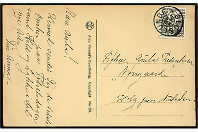3 øre Bølgelinie på lokalt brevkort annulleret med stjernestempel GLOSLUNDE til Hoby pr. Nakskov.