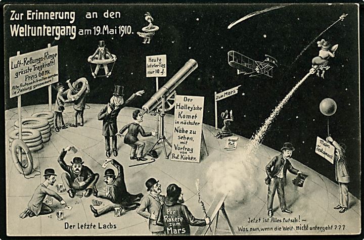 Verdensundergang d. 19.5.1910. Tysk humoristisk Offizielle Erinnerungskarte an den Untergang der Welt. 