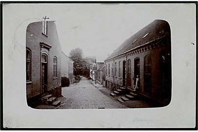 Mariager, gadeparti. Fotokort u/no. anvendt fra Mariager 1915.