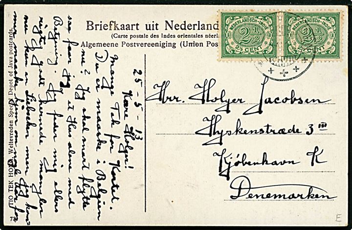 Hollandsk Ostindien, Java, Preanger med kaffetransport. Sendt til Danmark 1913.