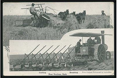 Cutting & Breaking near Rouleau, Sask. Mænd i marken med høst maskiner. Lewis Rice u/no. 