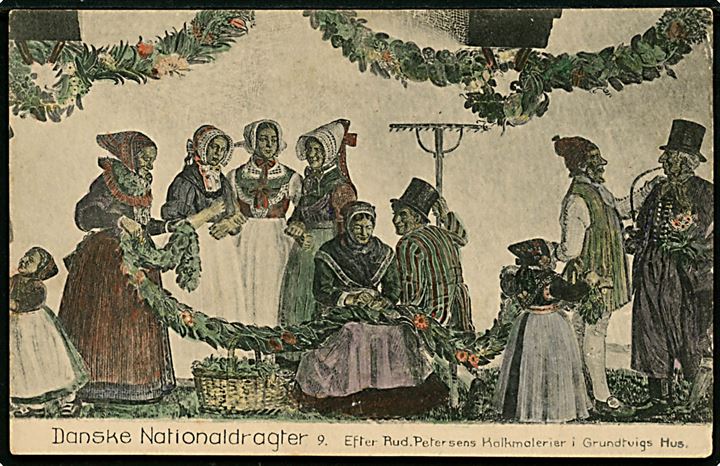 Rud. Petersen: Danmarks Nationaldragter efter kalkmaleri i Grundtvigs Hus. Wilhelm Tryde no. 9.