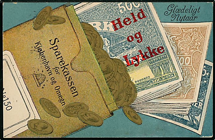 Pengepostkort med pengesedler. Alex Vincents Kunstforlag no. 37/2. 