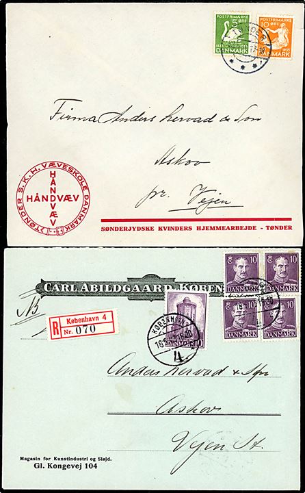 Illustrerede Firmakuverter. Sammenstilling af 10 flotte kuverter fra perioden ca. 1930-50. 