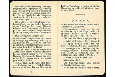D.N.S.A.P. (Danmarks National Socialistiske Arbejder Parti). Medlemsbog. 16 sider. Ubrugt.