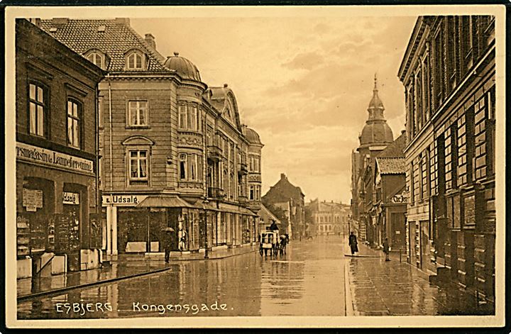Esbjerg. Kongensgade med Oversvømmelse. Esbjerg Kunstnerbrevkort no, 45.