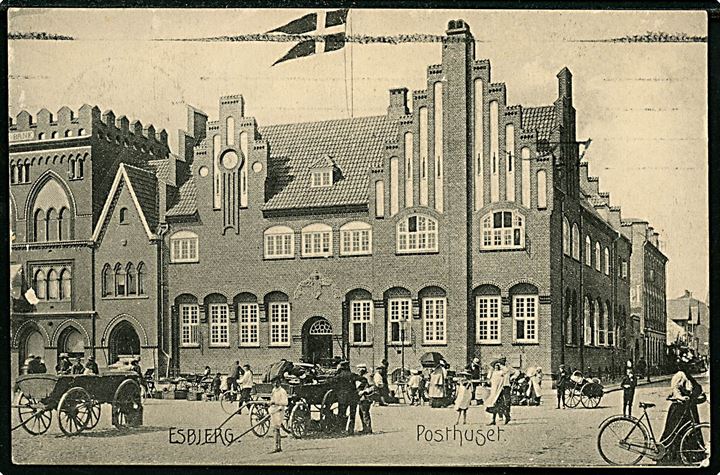 Esbjerg, torv med posthuset. Stenders no. 15630.