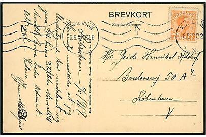 7 øre Chr. X med automatafskæring og rullesammenklæbning på lokalt brevkort fra Kjøbenhavn N d. 6.5.1919.