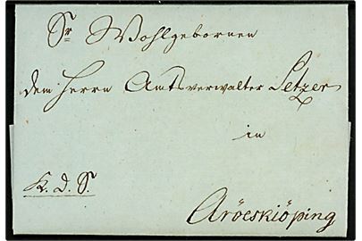 1824. Tjenestebrev mærket K.d.S. med indhold skrevet på tysk dateret i Ærøskjøbing d. 13.4.1824 til Amtsforvalter Setzer i Ærøskjøbing. Fuldt indhold.