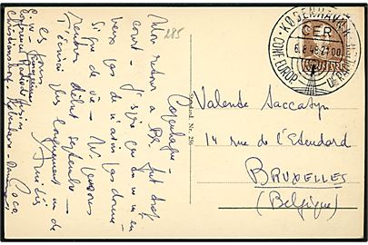 25 øre Chr. X på brevkort sendt fra belgisk konferencedeltager annulleret med særstempel København CER Conf. Europ. de Radiodif. d. 6.8.1948 til Bruxelles, Belgien.