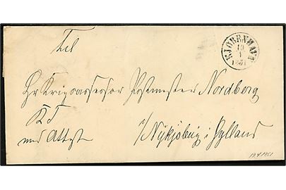 1851. Ufrankeret tjenestebrev - APRILBREV - mærket K.T. med Attest fra Den kongl. General-Postkasse med antiqua Kjøbenhavn d. 19.4.1851 til Postmester Nordberg i Nykøbing i Jylland. 