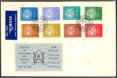Federation of South Arabia. Komplet sæt på FDC stemplet Aden d. 1.4.1965.