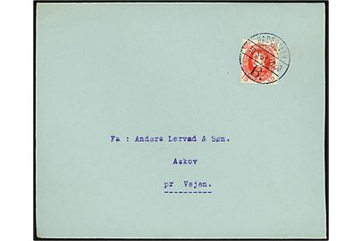 15 øre Chr. X 60 år på brev annulleret med brotype Vd Haderslev B. d. 30.5.1931 til Askov pr. Vejen.