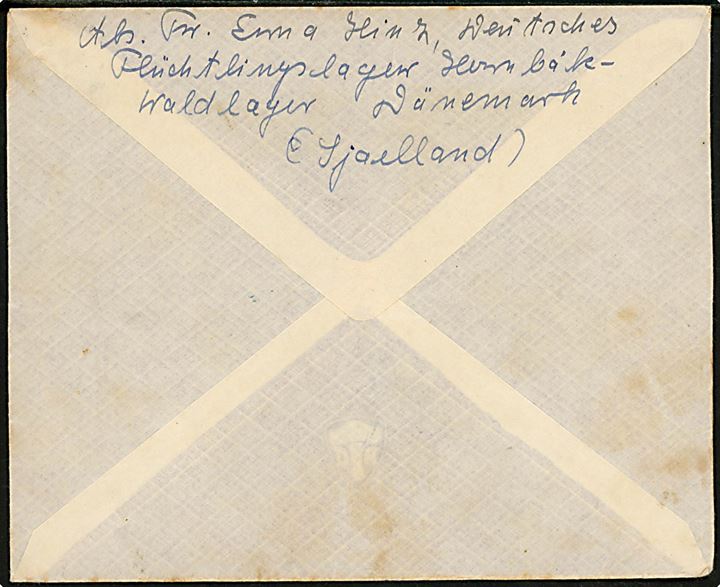 40 øre Chr. X 75 år på brev annulleret Helsingør d. 18.5.1946 til Int. Røde Kors i Geneve, Schweiz. På bagsiden afs. fra Deutsches Flüchtlingslager Hornbäk Waldlager.