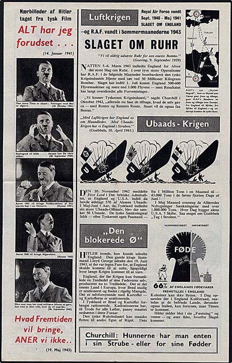 Bladet har vendt sig. Fremstillet af Political Warfare Executive og nedkastet af RAF i særlige propaganda container Hilsen til Vera i August 1943. Uden formular nr.