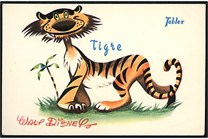 Walt Disney. Raja, fra filmen Tiger Trouble. Fransk reklame fra 50'erne, for “Tobler” chokolade. Georges Lang, Paris u/no.