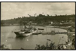 Brasilien, Ilhéus, havn med dampskibe. Fotokort dateret d. 1.10.1929. 