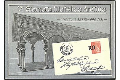 Postkort med motiv af frimærker.