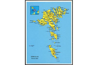 Færøerne, landkort med skibsruter. U/no.