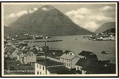 Færøerne, Klaksvig med udsigt over fjord. Stenders no. 87932.