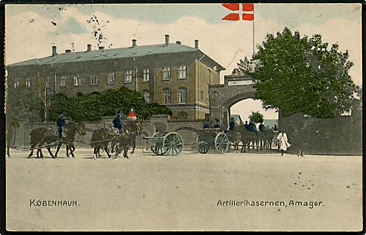 Købh., Artillerikasernen på Amager. Alex Vincents Kunstforlag no. 4087. 