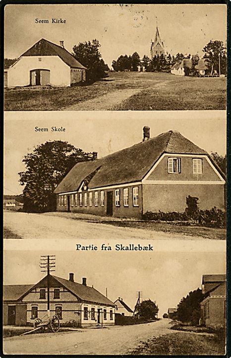 Skallebæk, partier med Seem skole og kirke. N. Clemmensen no. 409.