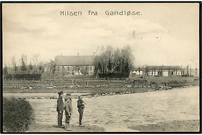 Gandløse (Ganløse), Hilsen fra med gadekær. No. 10179.
