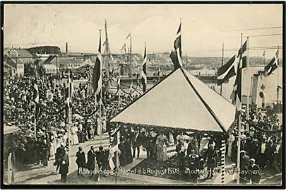 Thisted, Kong Fr. VIII's ankomst med kongeskibet Dannebrog d. 6.8.1908. No. 15646.