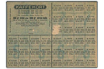Kaffekort. Norsk rationeringskort fra 1919.