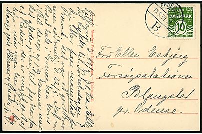 10 øre Bølgelinie på brevkort annulleret med brotype IId Haderslev B d. 11.6.1930 til Blangsted pr. Odense. Brotypestempel benyttet ca. 4 måneder tidligere end registreret af Vagn Jensen.