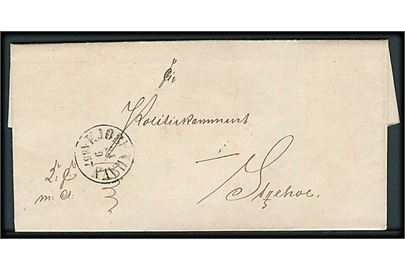 1857. Ufrankeret tjenestebrev mærket K.T.m.A. med antiqua Kjøbenhavn d. 24.9.1857 til Politikammeret i Itzehoe.
