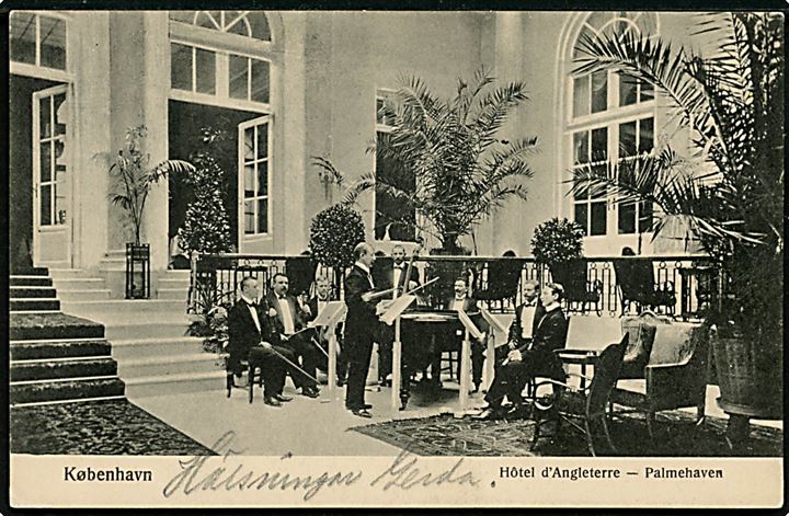 Købh., Hotel d'Angleterre, Palmehaven med orkester. Budtz Müller & Co. no.550.