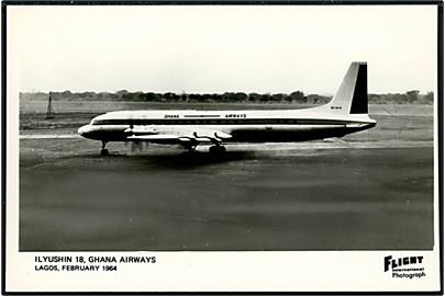 Ilyushin IL18 fra Ghana Airways i Lagos 1964. Flight International u/no.