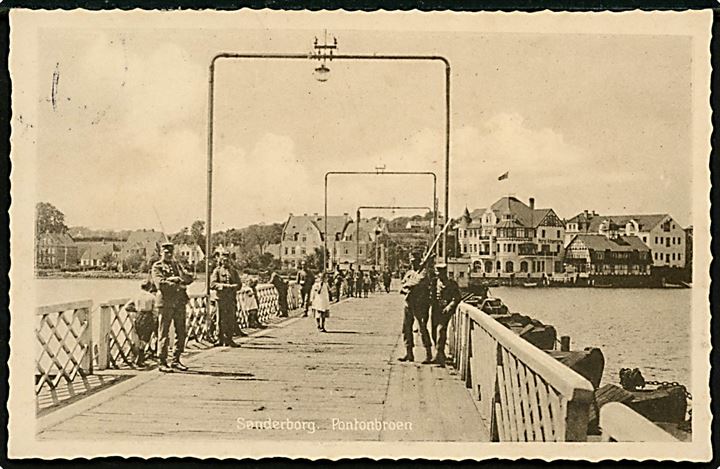 Sønderborg, militær bevogtning af pontonbroen. Stenders no. 52162.
