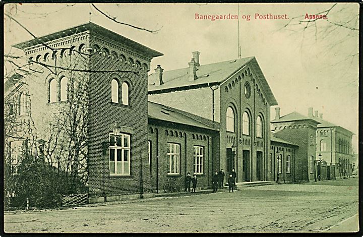 Assens, jernbanestation og postkontor. Møller u/no. 