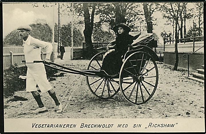 Vegetarianeren Breckwoldt med sin Rickshaw. U/no.