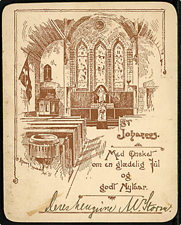 Albany L. Howarth: St. Johannes. Kartonkort med jule- og nytårshilsen.