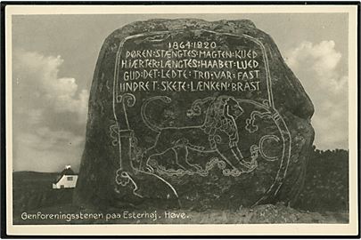 Høve, genforeningsstenen på Esterhøj. Fotograf S. Bay / Stenders no. 67592.