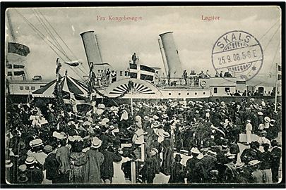 Løgstør, de kongelige ombord på Dannebrog i Løgstør d. 7.8. under Kongerejsen. J. J. N. no. 2390. 