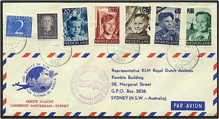 Luftpostbrev fra S-Gravenhage, Holland, d. 5.12.1951 til Sydney, Australien.