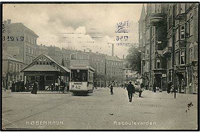 Købh., Aaboulevarden med sporvogn. Stenders no. 3181.