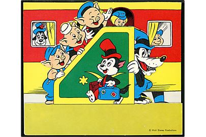 Walt Disney: De 3 små grise og Lille og Store Stygge Ulv. Fødselsdags invitations kort. I. Chr. Olsen no. 5055.