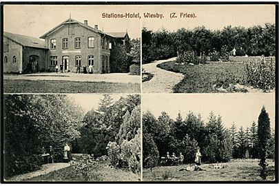 Wiesby (Visby Sønderj.), partier med bl.a. Stations hotel ved Z. Fries. U/no.