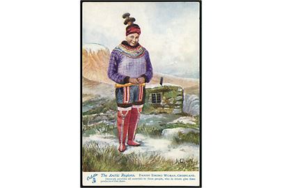 Albert Operti: Tegnet kort af Eskimo Kvinde. Tuck The Arctic Regions no. 7339. 