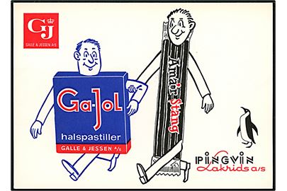 Galle og Jessen A/S & Pingvin Lakrids A/S. Reklamekort for Ga-Jol og Ama'r Stang. 