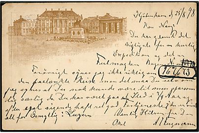 Købh., Amalienborg. L. Levison Junr. (LL18, Serie D) fra 1889. Autotypi af F. Hendriksen & Co. Lille hj.skade.